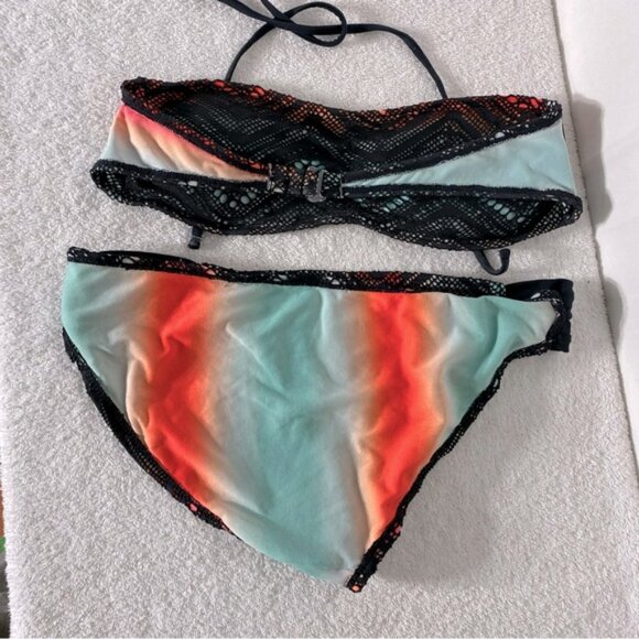 5/$25 Black Mesh and Multicolor Bikini Set M - Picture 10 of 12